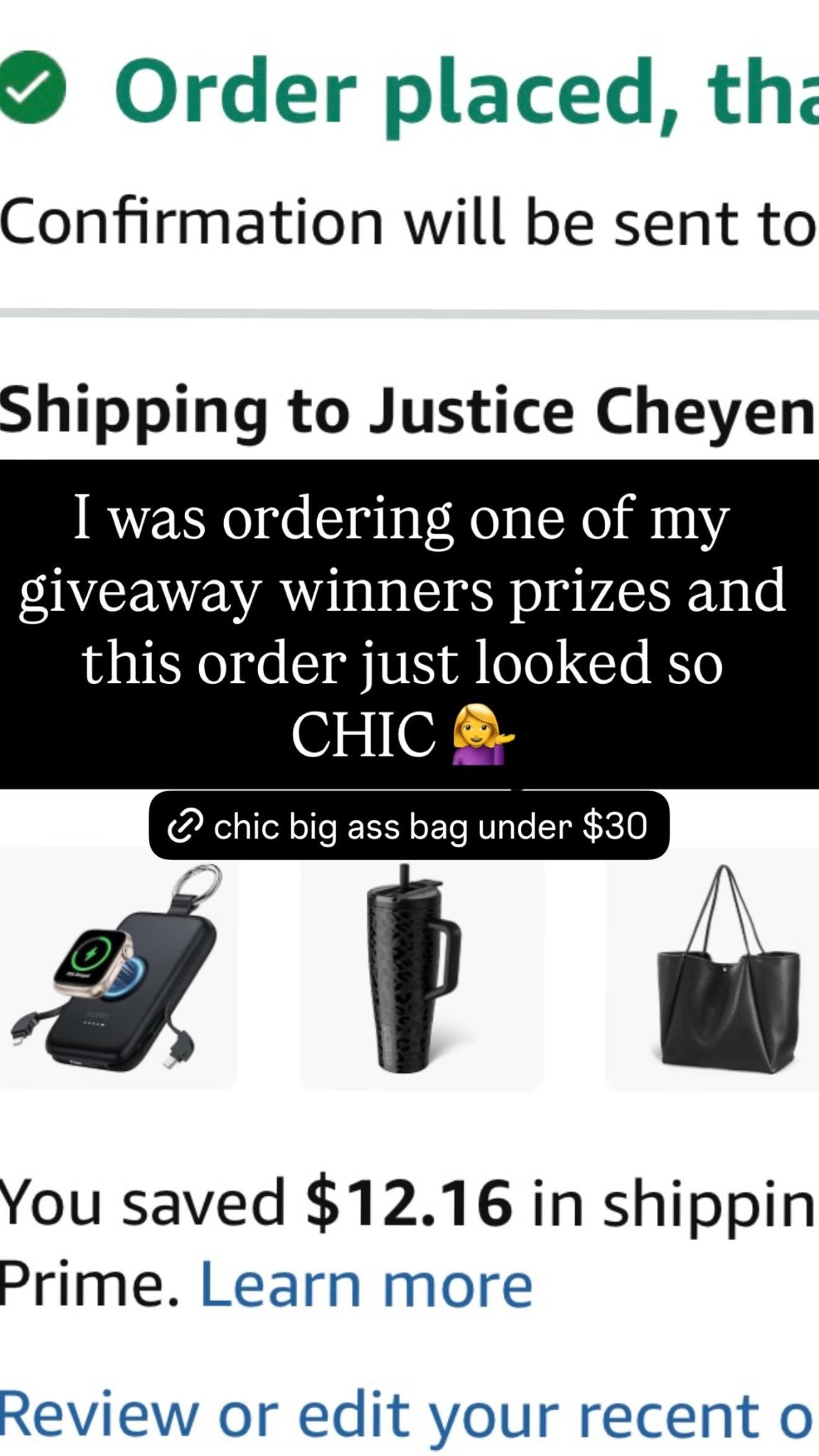 I was ordering one of my giveaway winners prizes and this order just looked so 
CHIC 💁‍♀️