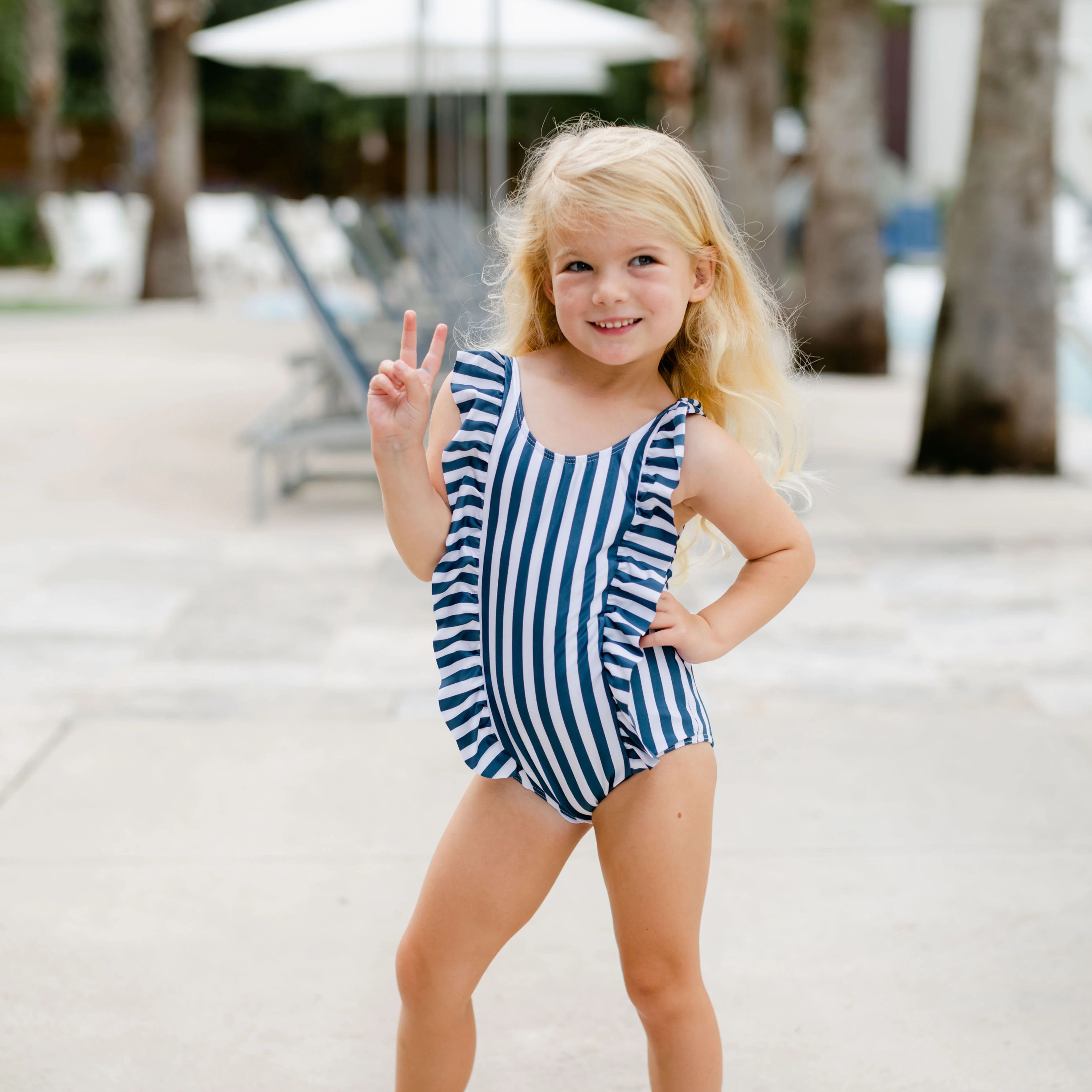 Hawaiian Kids Swimwear | The Hamptons - Girls Ruffle One Piece UPF 50+ | Kenny Flowers
