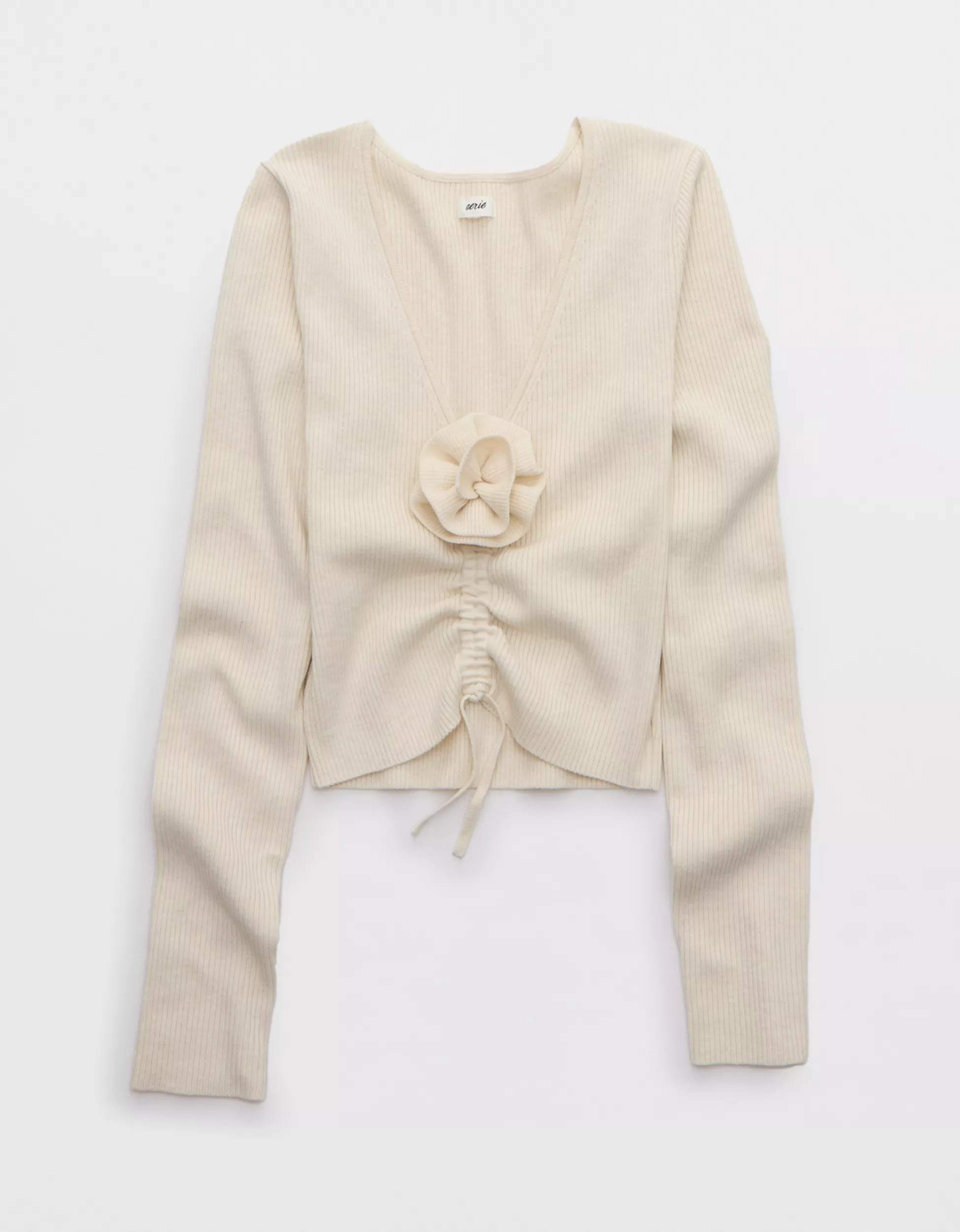 Aerie Cropped Rosette Sweater | Aerie