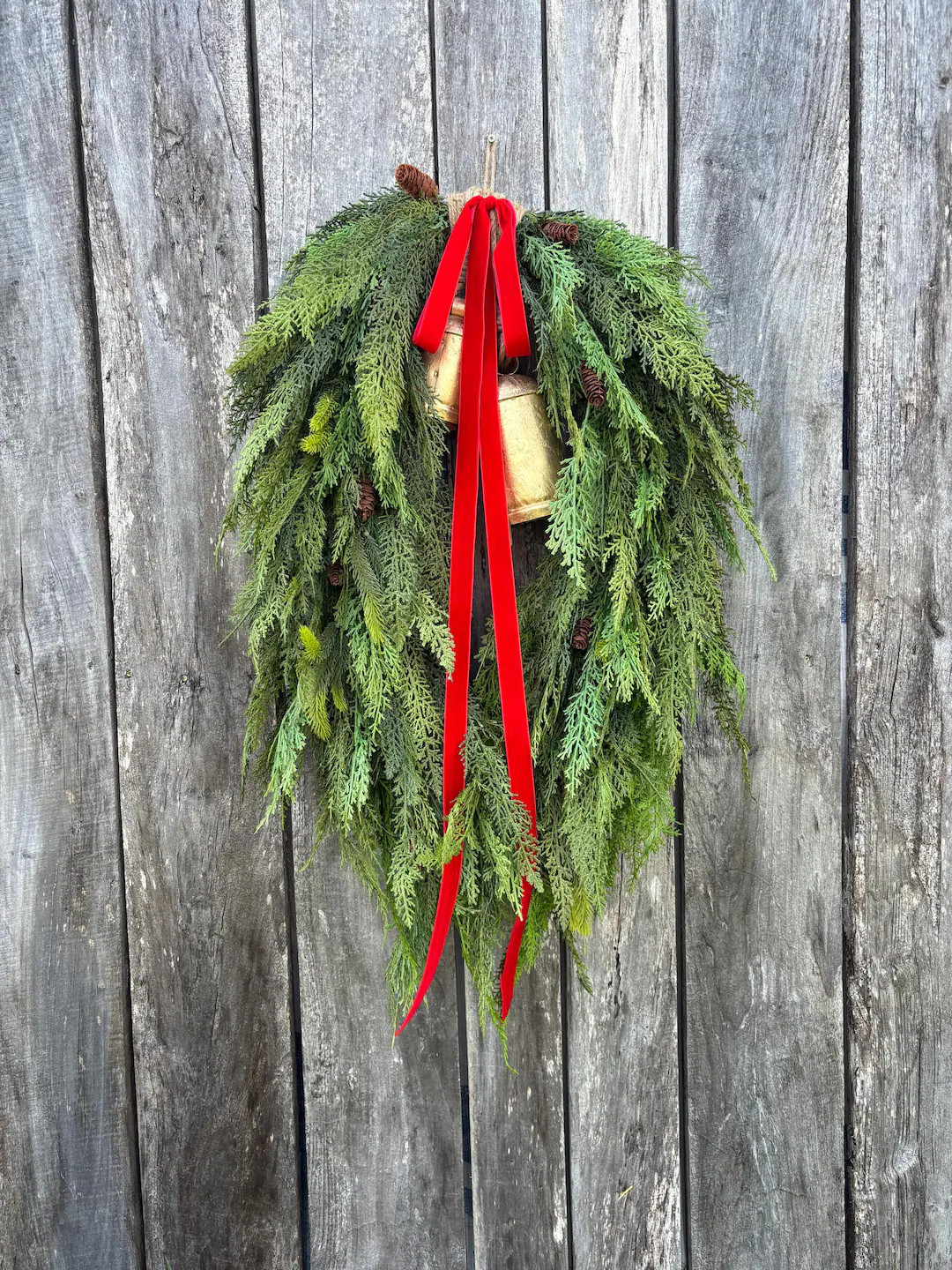 Artificial Cedar and Pine Christmas Winter Wreath, Neutral Evergreen Christmas Wreath, Faux Everg... | Etsy (US)