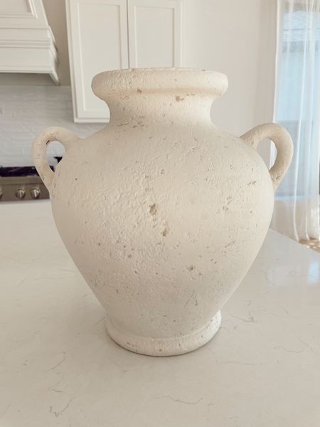 White plaster jug. White vase. Vintage vase. Antique vase. Antique decor. Vintage decor. Neutral home decor on sale. Tj maxx find  Marshall’s find  