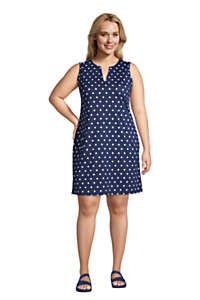 Women's Plus Size Cotton Jersey Sleeveless Swim Cover-up Dress Print | Lands' End (US)