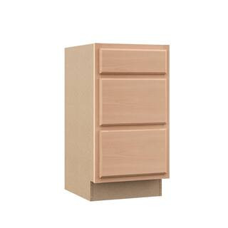 Recessed Panel 18 in. W x 24 in. D x 34.5 in. H Assembled 3 Drawer Base Kitchen Cabinet in Unfini... | The Home Depot