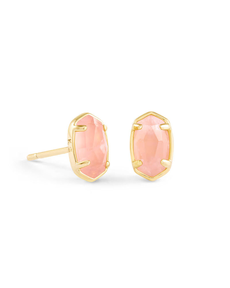 Emilie Gold Stud Earrings in Rose Quartz | Kendra Scott | Kendra Scott