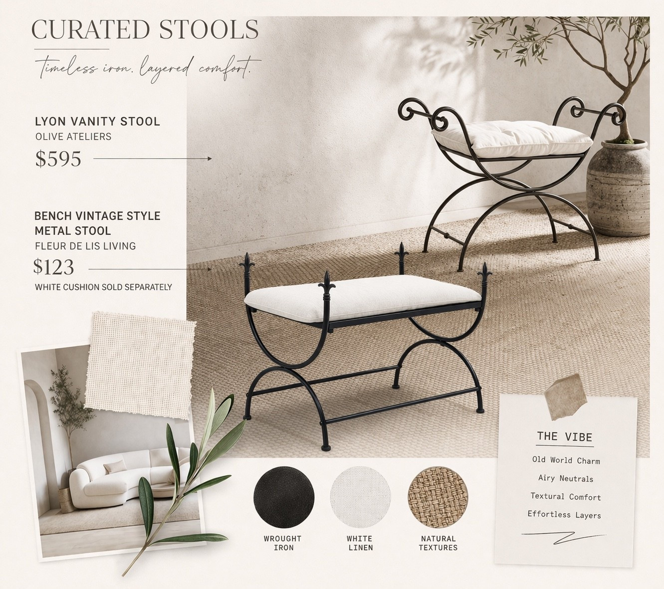 Almost exactly the same dimensions. Similar look of the Lyon stool from Olive Ateliers for a fraction of the price. The Wayfair stool does not come with a cushion but you can find custom size ones on Etsy! I linked one on Etsy I found. You would just need to select the sizes 32x16 and add that in the description to the seller! Considering these for my patio!! 

#LTKHome