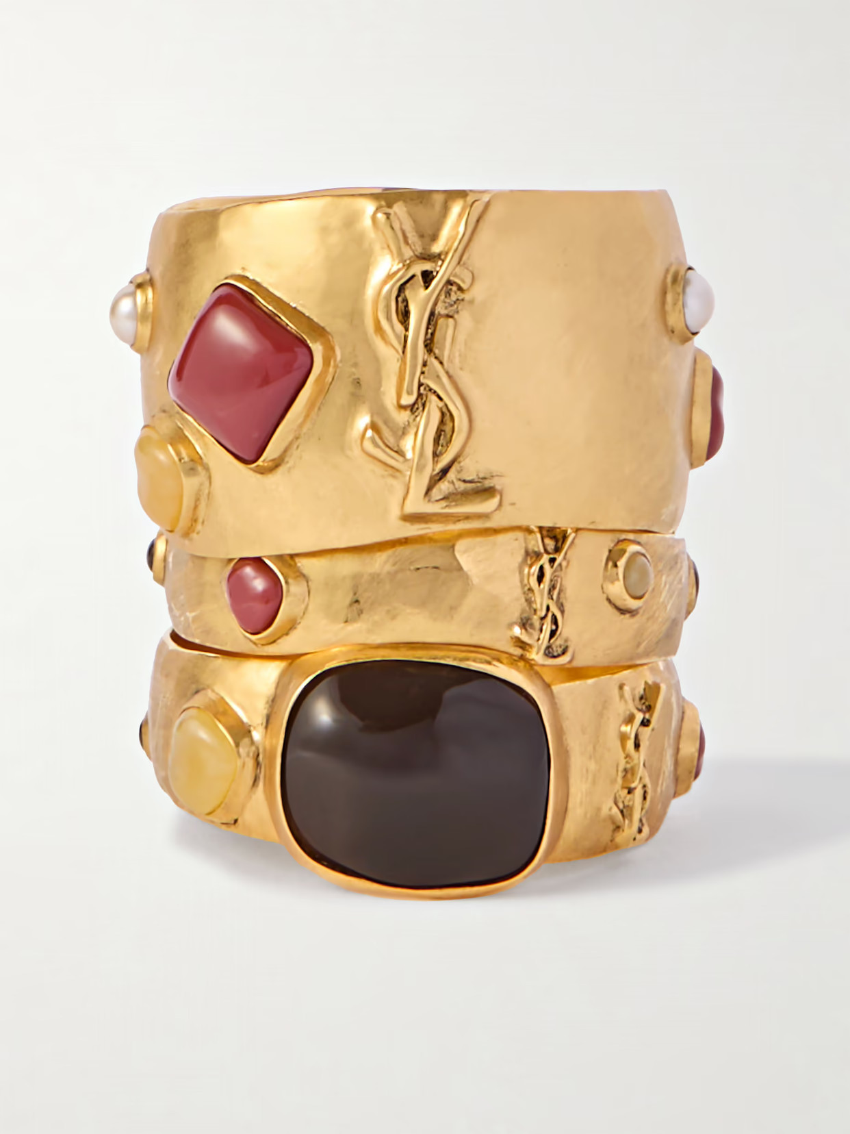 SAINT LAURENT - Set Of Three Gold-tone And Resin Bangles - S | NET-A-PORTER (UK & EU)