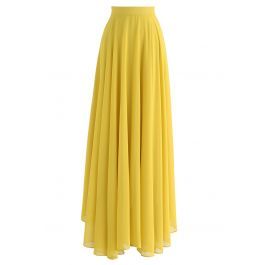Timeless Favorite Chiffon Maxi Skirt in Mustard | Chicwish