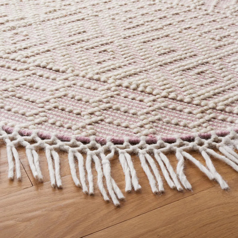 Capps Handmade Flatweave Wool Area Rug in Ivory/Pink | Wayfair North America