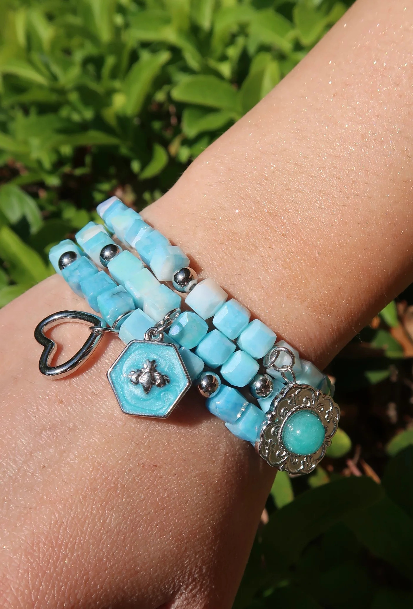 Cloud Chaser Natural Stone .316L Stainless Steel Bracelet Stack | KC Chic Designs