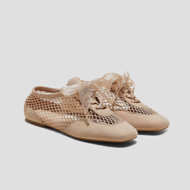 Square-Toe Lace-Up Sneakerina (Cristina) | VIVAIA