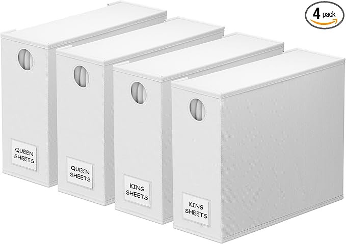 SpaceAid 4 Pack Bed Sheet Organizers and Storage, Foldable Sheet Organizer for Linen Closet, Shee... | Amazon (US)