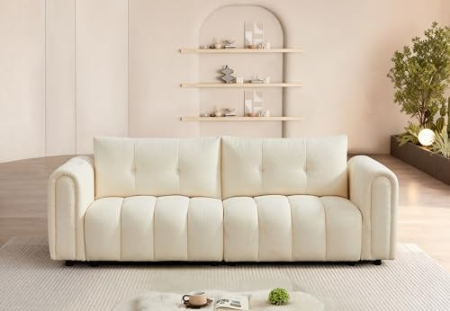 Mid Century Modern Boucle Sofas for Living Room, 3 Seater Couch with Deep Seat, Comfy Sherpa Clou... | Amazon (US)