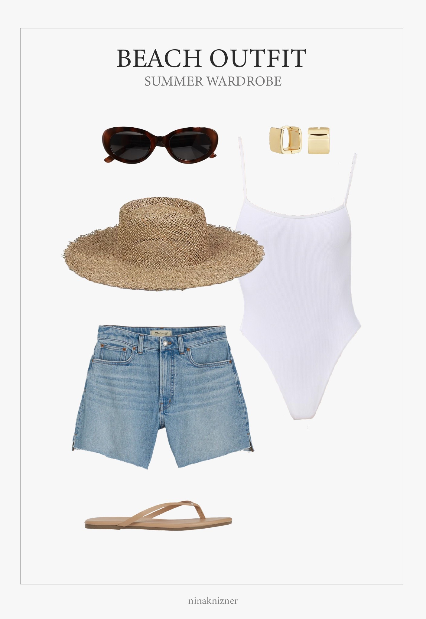 Minimal Neutral Beach Outfit.

This ribbed one piece swimsuit is such a staple. So many ways to style, can totally wear it as a top under denim shorts. White always stands out in photos. The straps are adjustable, great for someone with a longer torso like mine. Size up.

Love the frayed end wide brim straw hat, and the rectangular studs are so modern and unique.

Vacation outfits | Sandals | Quiet Luxury | Luxury on a Budget | Summer Travel | Summer Outfit | Cover Up | One Piece Swimsuitt


#beachwear #summeroutfit
#capsulewardrobe #modernluxe #quietluxury #neutraloutfits #swim #onepiece

#LTKStyleTip #LTKSummerEdit #LTKSwim #LTKSeasonal
