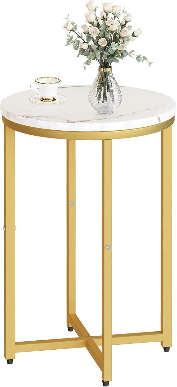 DKLGG Modern Gold Side Table, Small Coffee Table Round End Table with Gold Frame, Marble Side Tab... | Amazon (US)