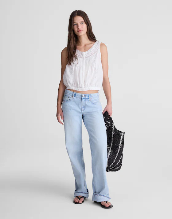 Lace-Insert Pintuck Sleeveless Top | Madewell