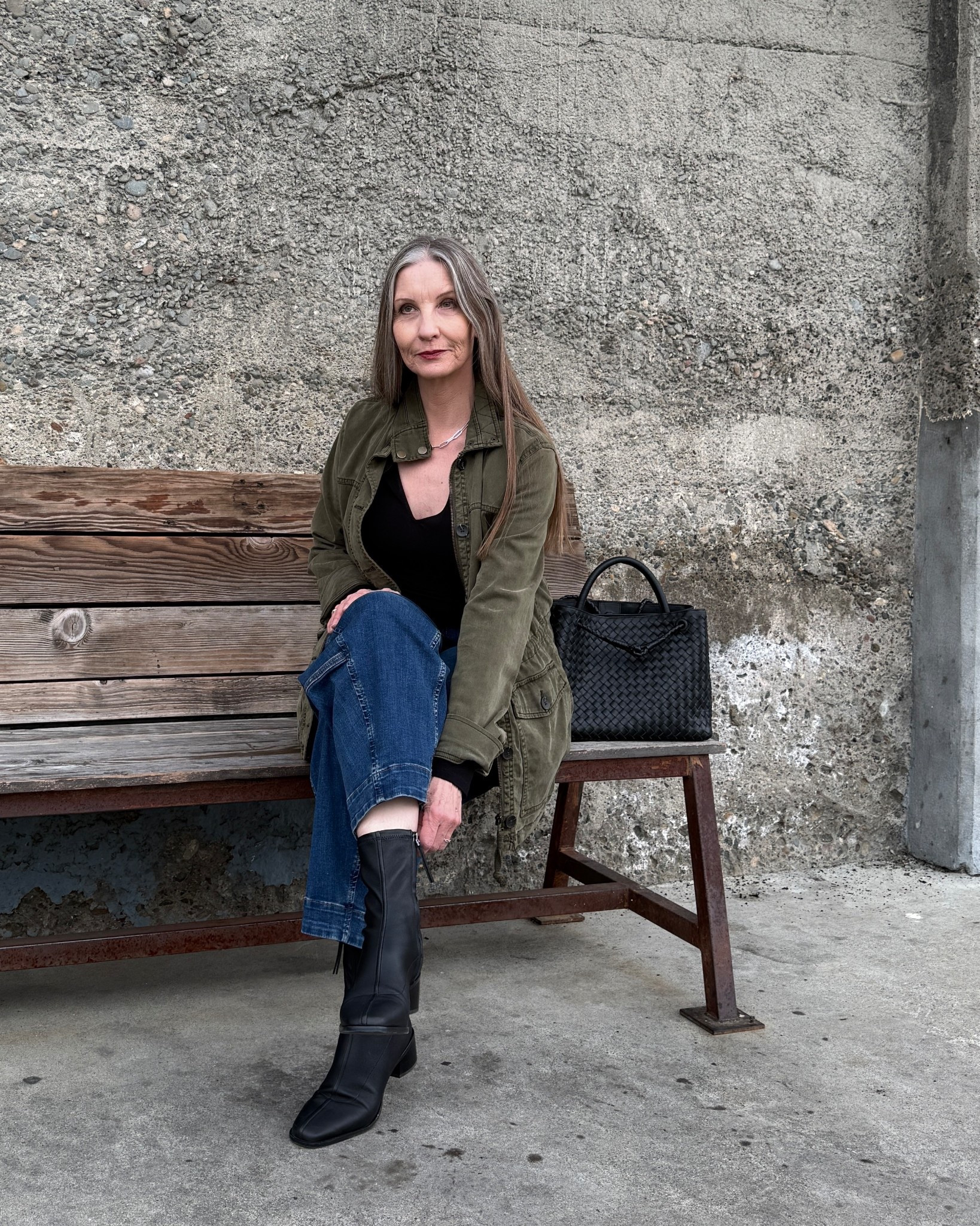 Classic utility jacket, barrel jeans, stretch jeans, favorite tee, woven leather tote bag. #capsulewardrobe #casualootd #comfortableboots #midsizestyle 

#LTKOver40 #LTKMidsize #LTKootd