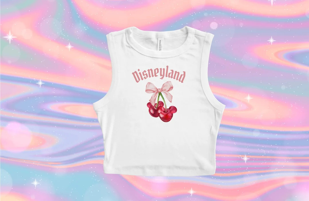 Mickey Cherry Bow Crop Tank, Cute Disney Baby tee, Minnie coquette,  Womens disneyland tshirt, bo... | Etsy (US)