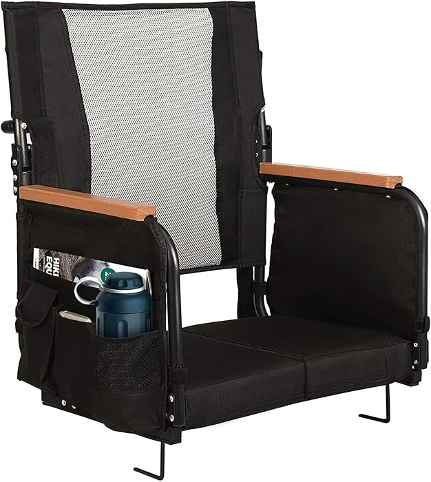 Extra Wide Stadium Seats with Back Support, Bleacher Chairs with High Back and Cushion, Padded Po... | Amazon (US)