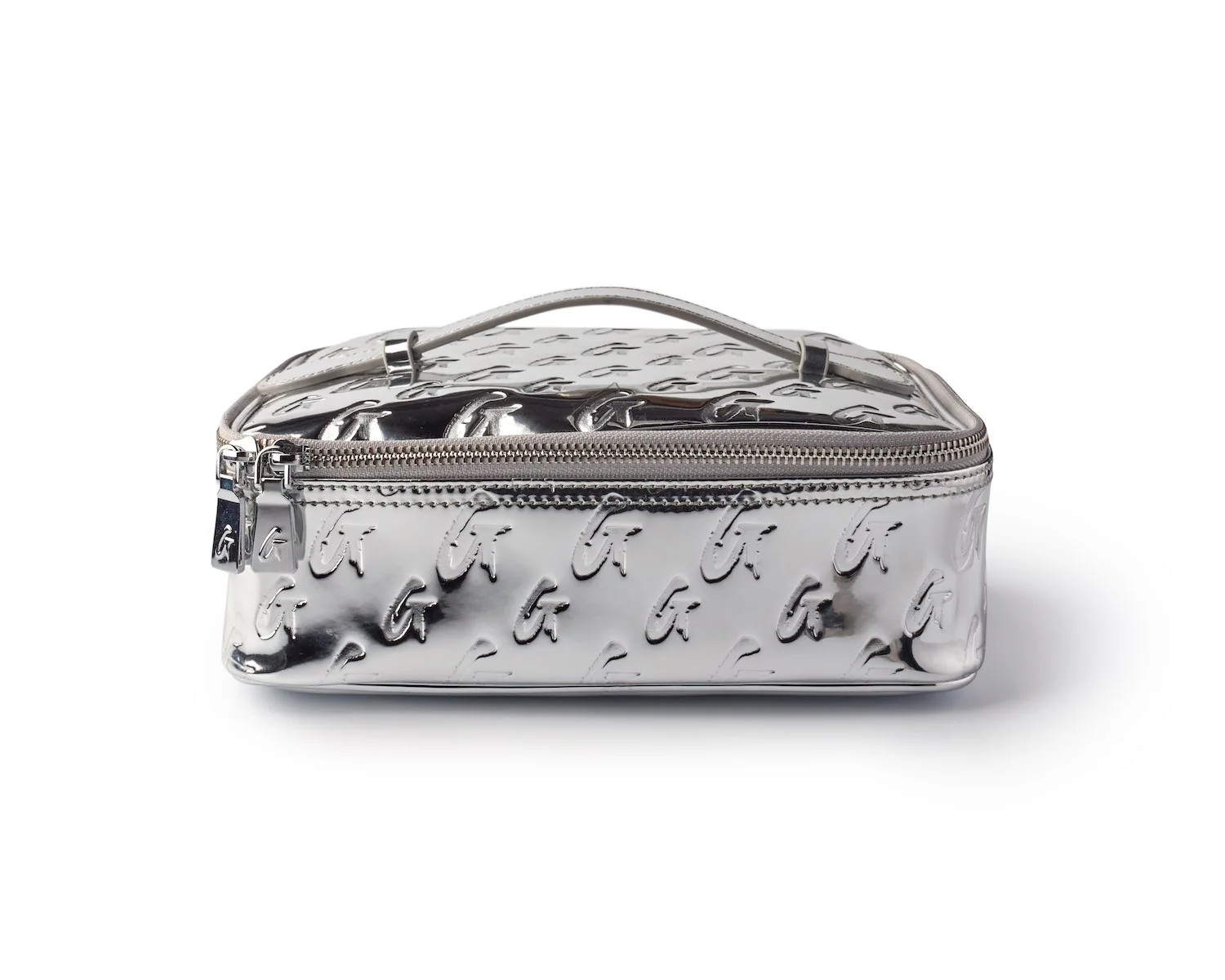 MEDIUM METALLIC MONOGRAM TOILETRY BAG - METALLIC SILVER | Glam-Aholic Lifestyle