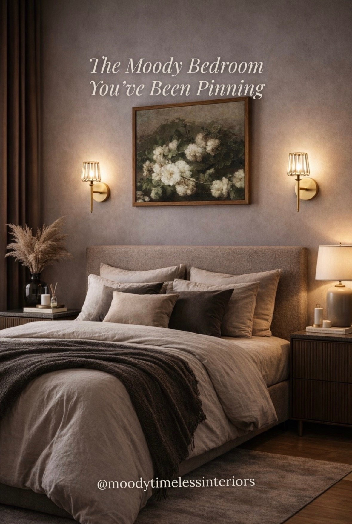 This is the bedroom mood I keep coming back to — warm, layered, quietly luxurious. The gold crystal sconces do all the heavy lifting without a single wire, and that vintage floral art above the bed is under $30 for a set of two wrapped canvases. Everything linked below, hero pieces first.
#LTKfindsunder50 #LTKstyled

#LTKHome