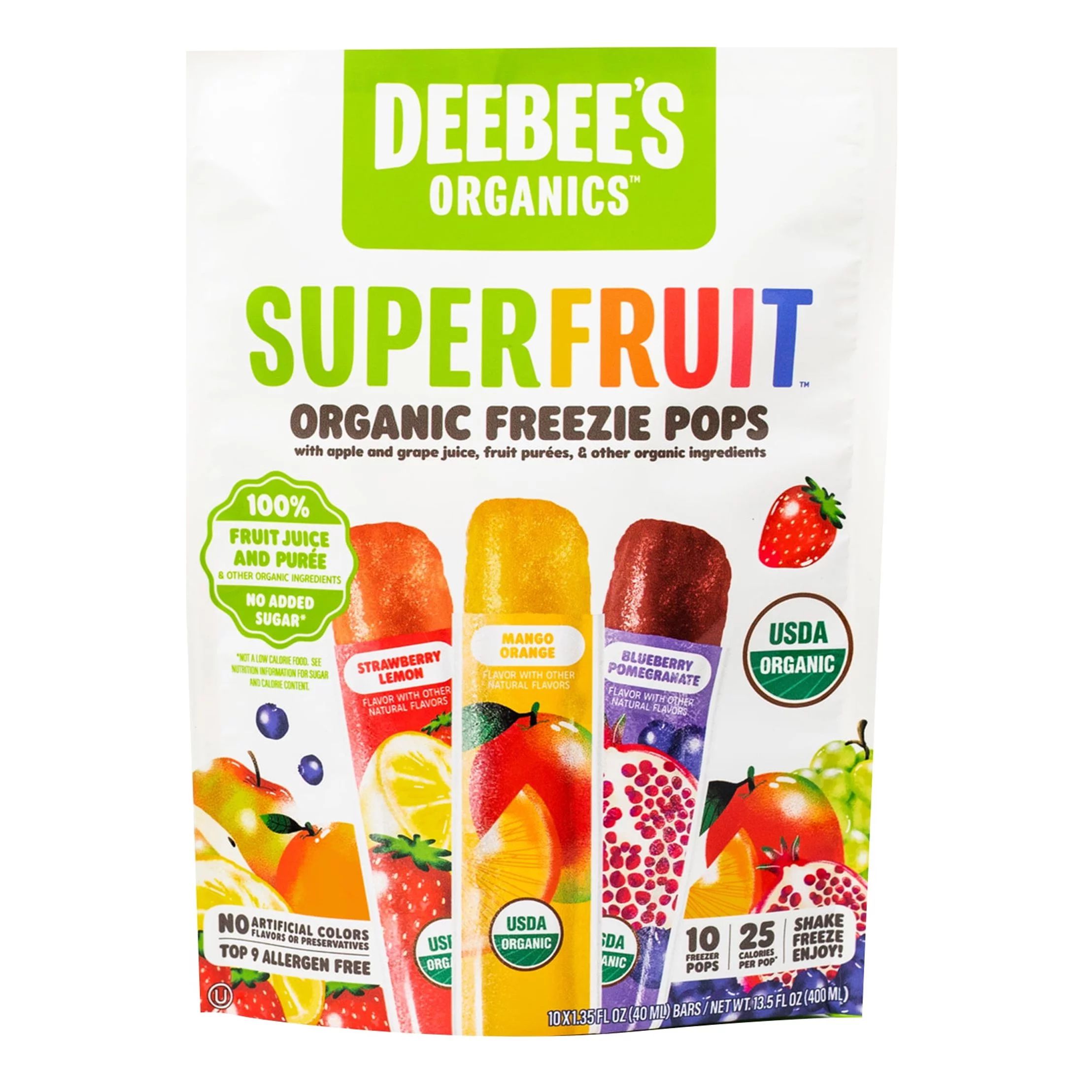 Deebee's Organics Fruit Freezies Ice Pops, Gluten-Free, 1.35 oz, 10 Count | Walmart (US)