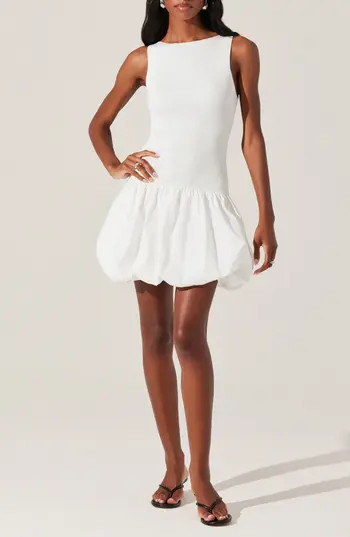 ASTR the Label Nettie Bubble Hem Dress in White at Nordstrom Rack, Size Medium | Nordstrom Rack