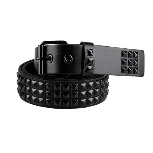 RUILAIBO Black Studded Belt Punk Rock Belts Rivet Gothic Belt for Women Men Metal Pyramid Studs S:30-35'' | Amazon (US)