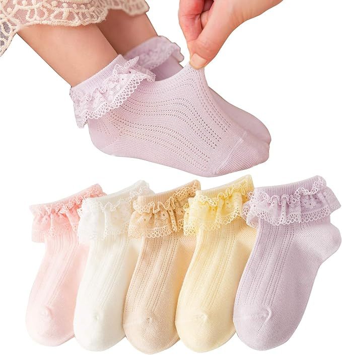 Baby Girl Ruffle Lace Socks Infant Toddler Girl Eyelet Frilly Socks Princess Dress Socks for Litt... | Amazon (US)