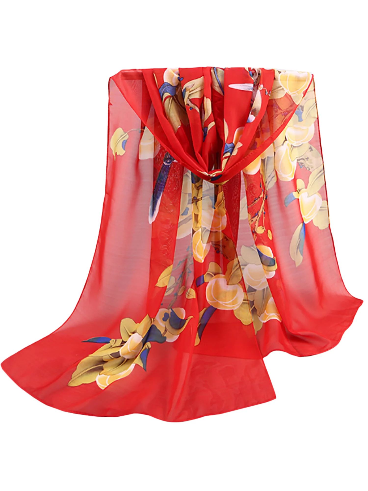 Women's Fashion Soft Chiffon Floral Wrap Shawl Scarf Stole Solid Long Scarves | Walmart (US)