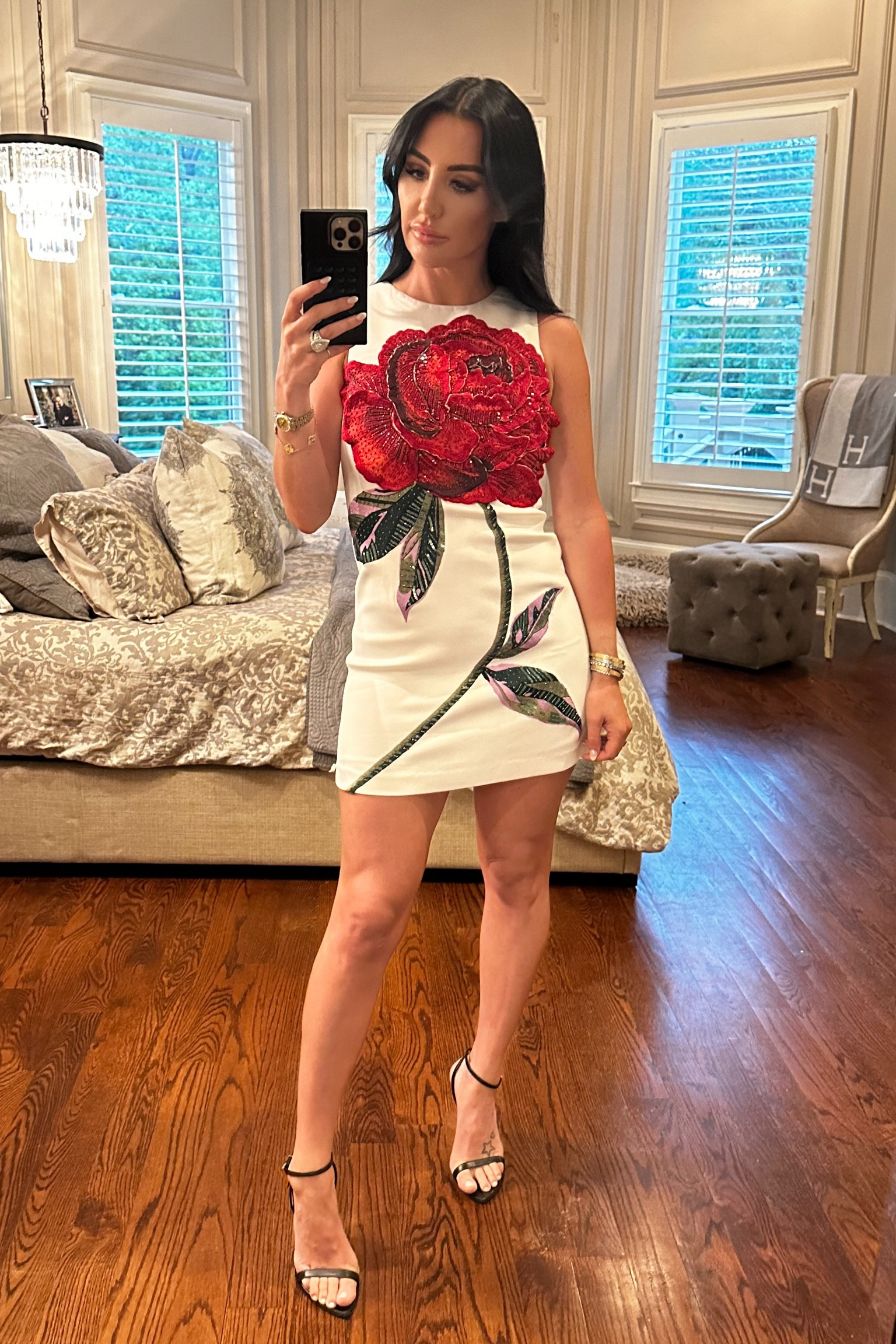 Love the appliqué & jeweled details on this adorable Spring Summer Dress. Size 2. Strappy Stilleto Sandals are also a closet staple!

#LTKSeasonal #LTKshoecrush