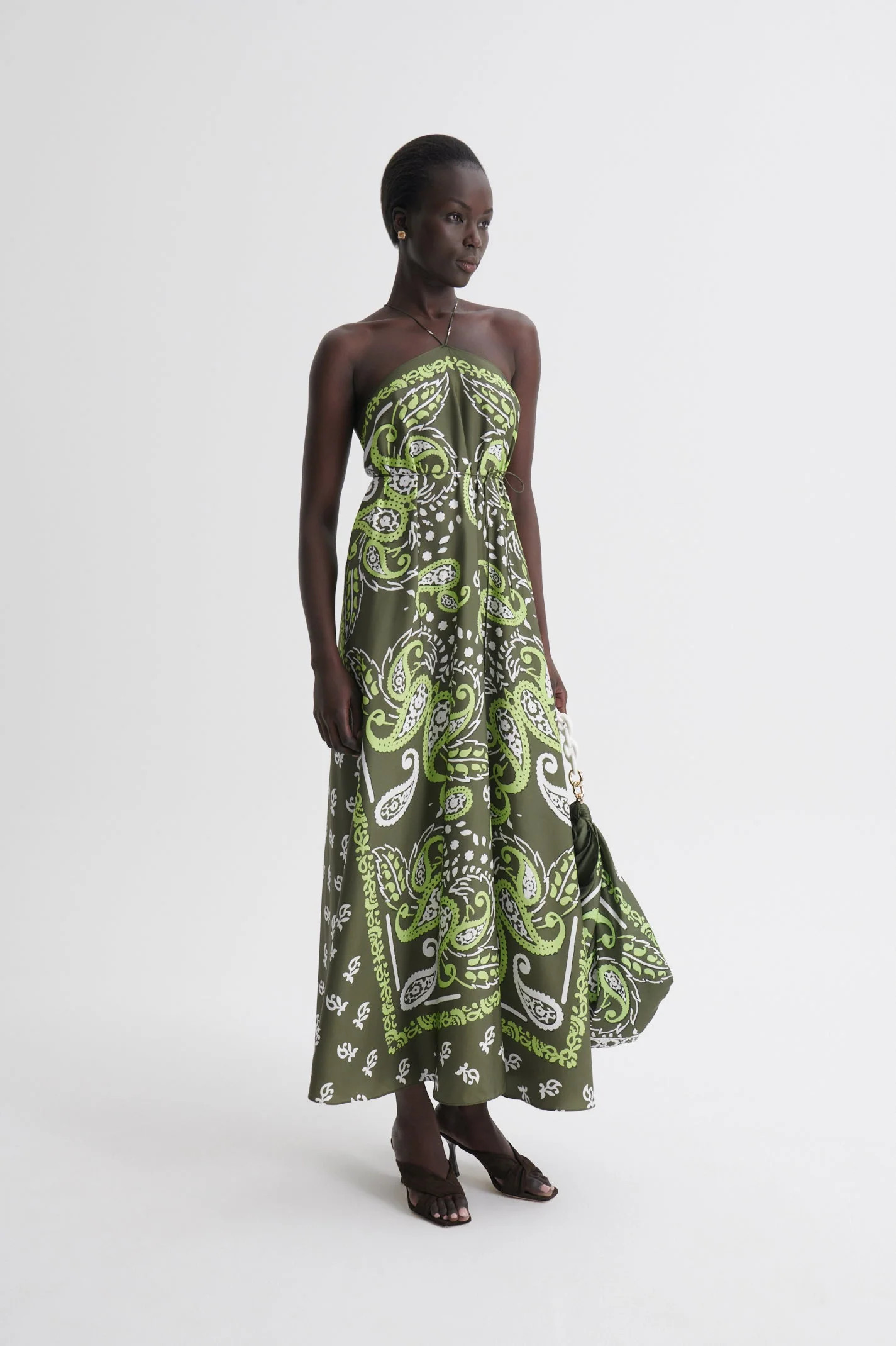 SILK BANDANA DRESS - ARMY - Scanlan Theodore | Scanlan Theodore US