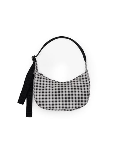 BAGGU Small Nylon Crescent Bag - Black & White Gingham | Amazon (US)