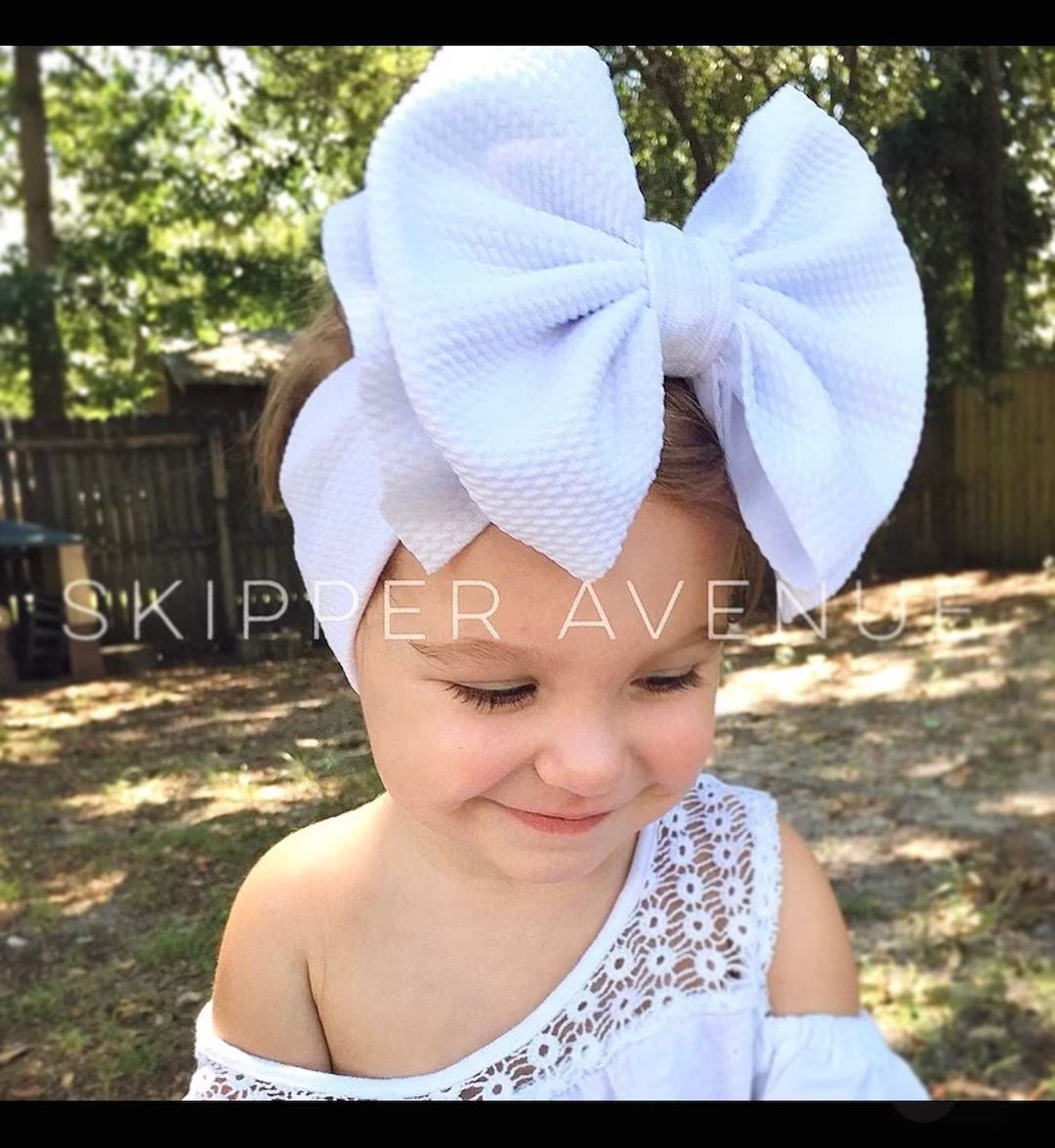 BRIGHT WHITE • Stand-Up Signature Headwrap, Permanently Sewn & Pull-Proof, Big Bow Headband, Ne... | Etsy (US)