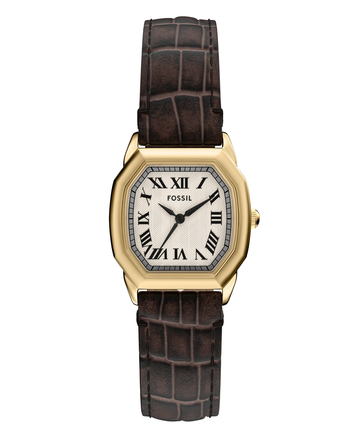 Fossil Women's Harlow Three-Hand Brown Croco Leather Watch, 27mm - Brown | Macy's