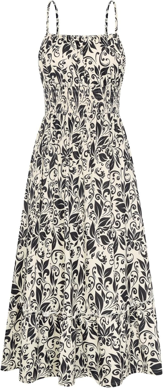 GRACE KARIN Summer Dresses for Women 2026 Vacation,Smocked Floral Maxi Dress,Boho Beach Sundress ... | Amazon (US)