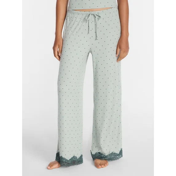 Joyspun Women’s Lace Trim Ribbed Pants, 30'' Inseam, Sizes XS-3X | Walmart (US)