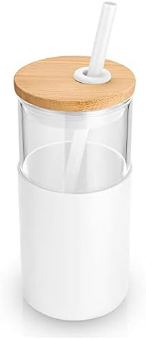 tronco 16oz Glass Tumbler Straw Silicone Protective Sleeve Bamboo Lid - BPA Free | Amazon (US)