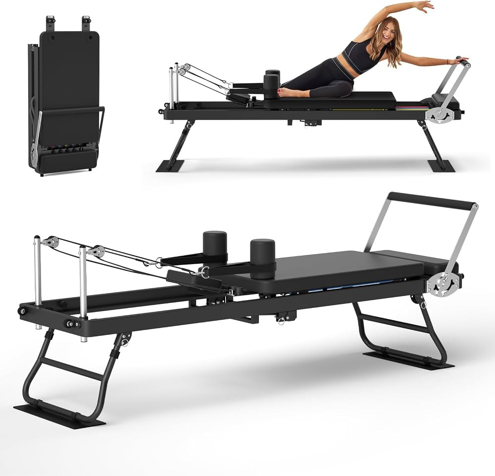 Foldable Pilates Reformer for Home Use Pilates Reformer Machine with Adjustable Resistance Bands ... | Amazon (US)