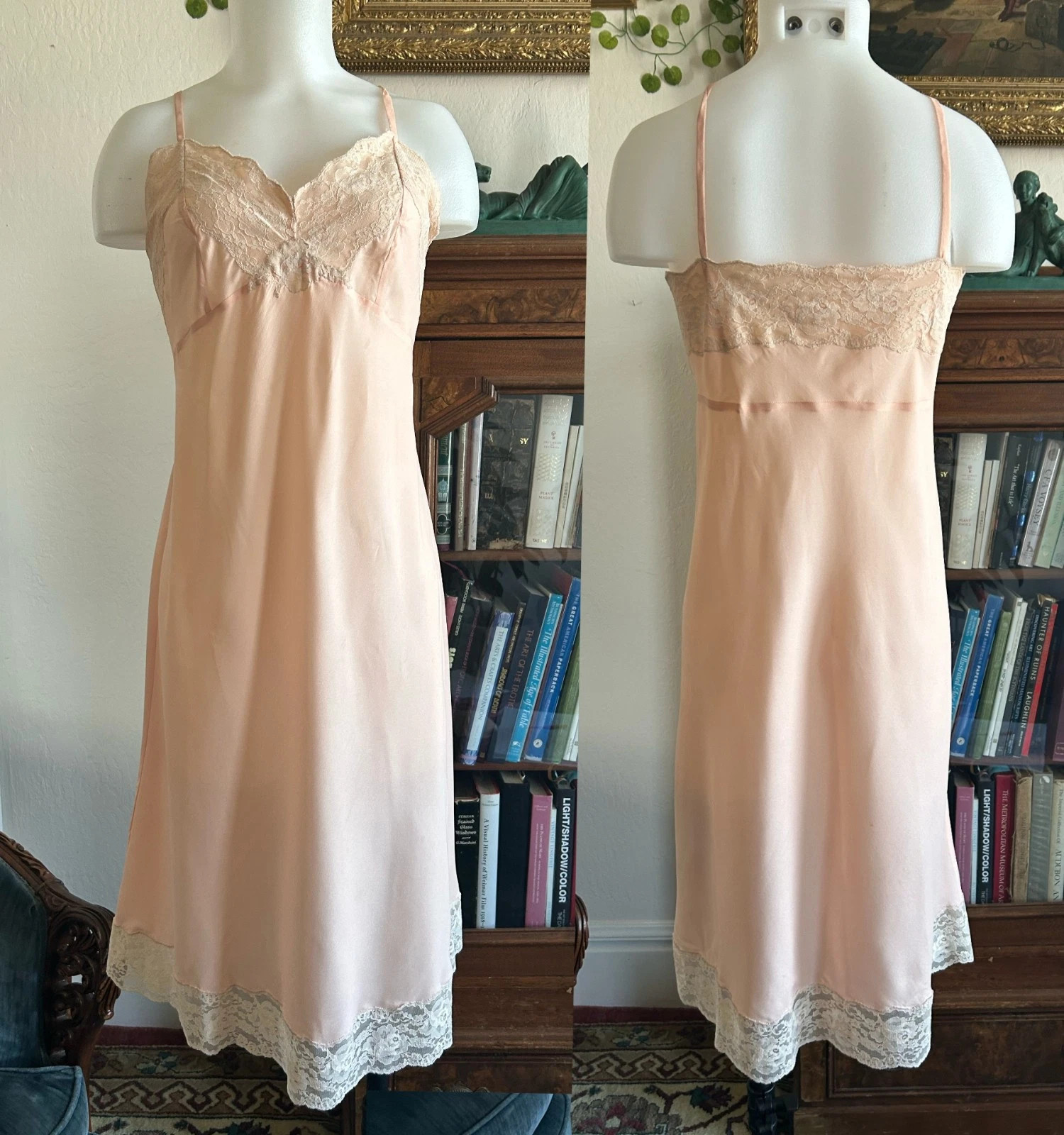 Vintage 1940s Blush Pink Bias Cut Silk Rayon Midi Slip Dress Cream Lace  Medium | eBay | eBay US