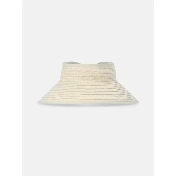 Time and Tru Women's Lightweight Packable Straw Visor Hat, Light Natural | Walmart (US)