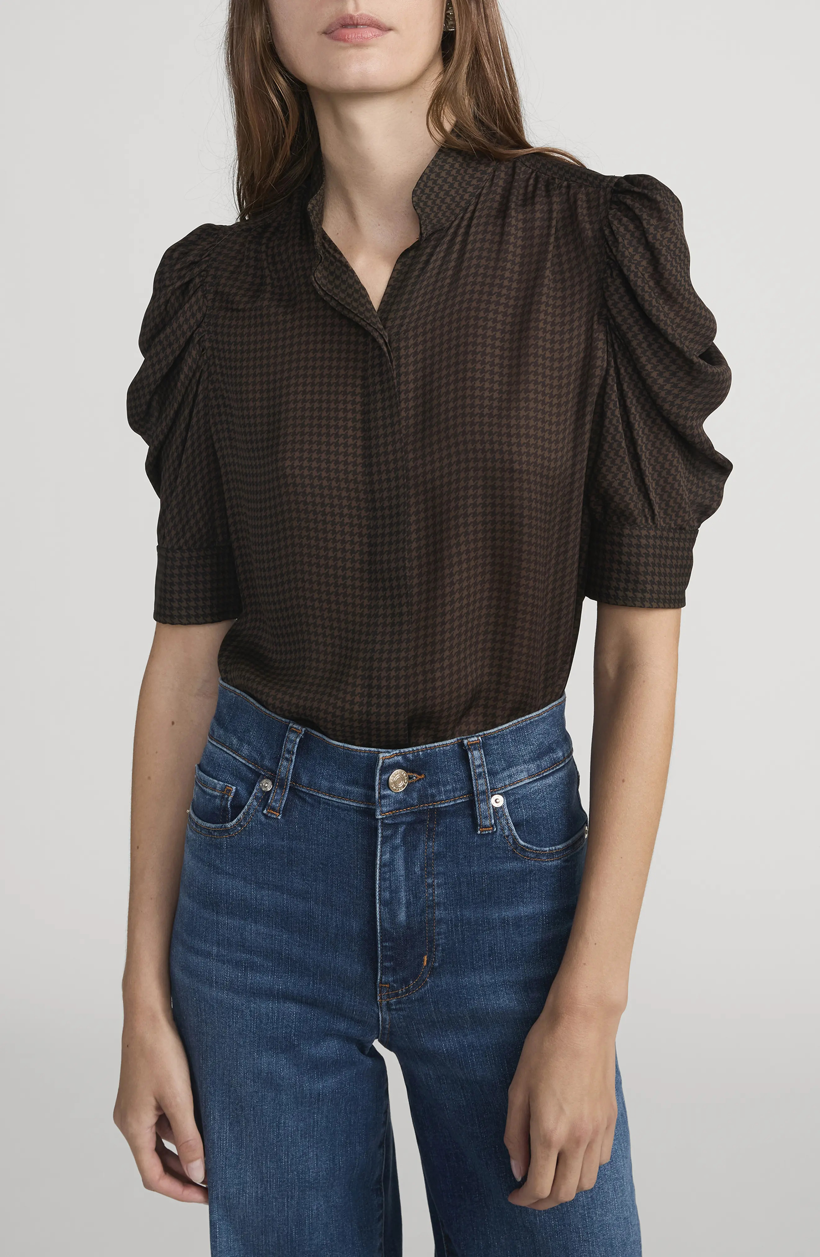 The Houndstooth Gillian Silk Button-Up Shirt (Women) | Nordstrom | Nordstrom
