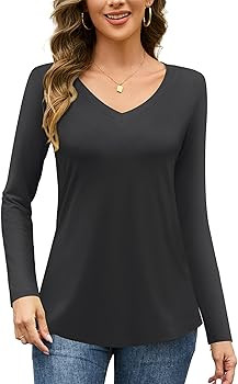 Amoretu Womens Tshirts V Neck Short Sleeve Tops Tee Solid Color Blouse | Amazon (US)