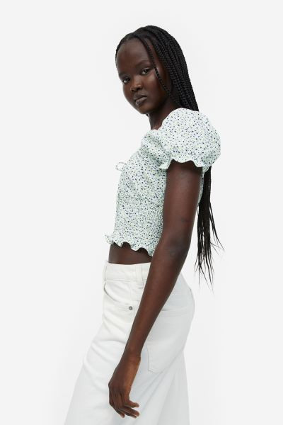 Puff-sleeved smocked blouse | H&M (UK, MY, IN, SG, PH, TW, HK)