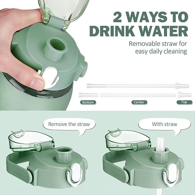 kytffu 42oz Glass Water Bottles with Straw, Motivational Glass Bottle with Silicone Sleeve and Ti... | Amazon (US)