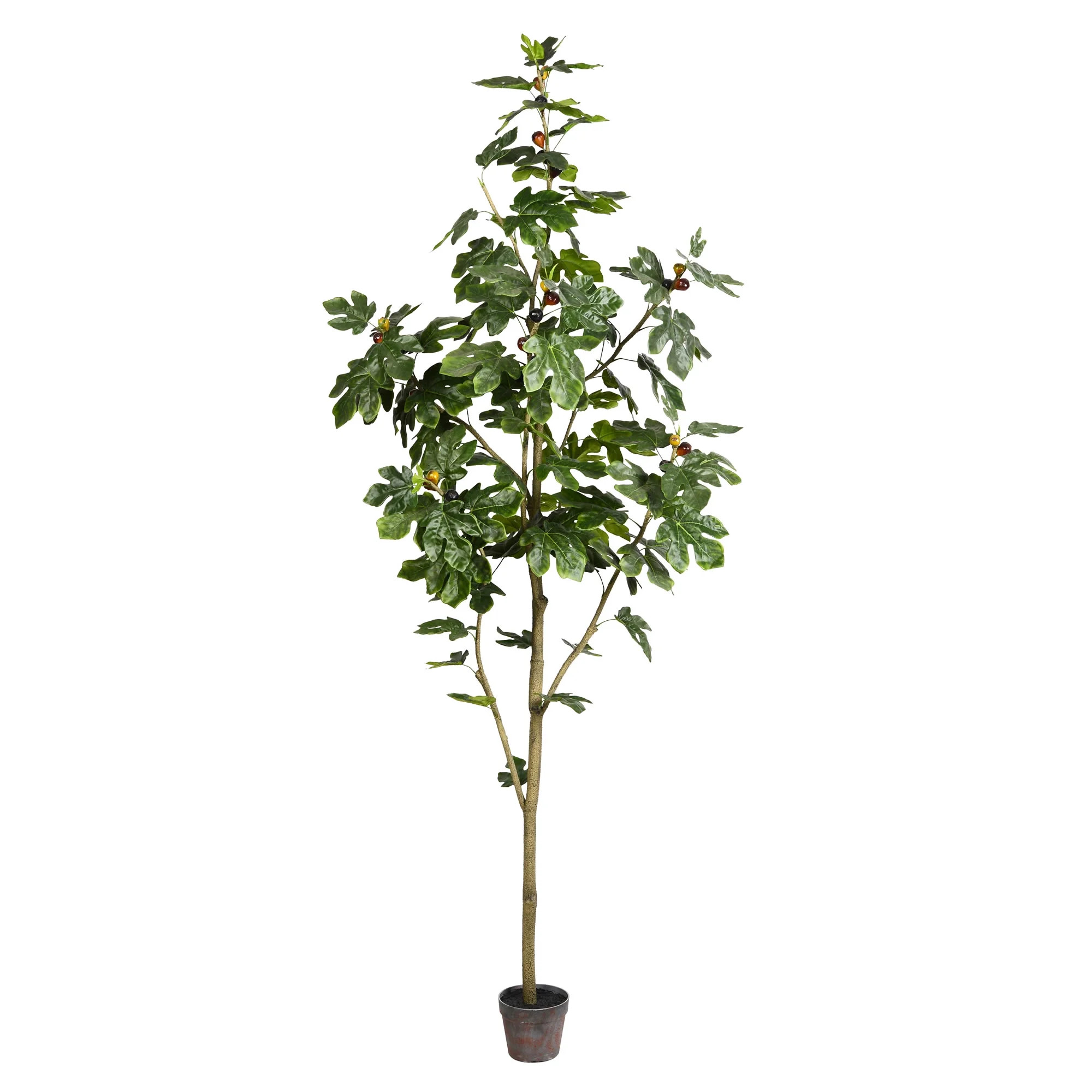 Vickerman Everyday Artificial Fig Leaf Tree 8ft Tall - Green Indoor Potted Fig Tree - Faux Decor ... | Walmart (US)