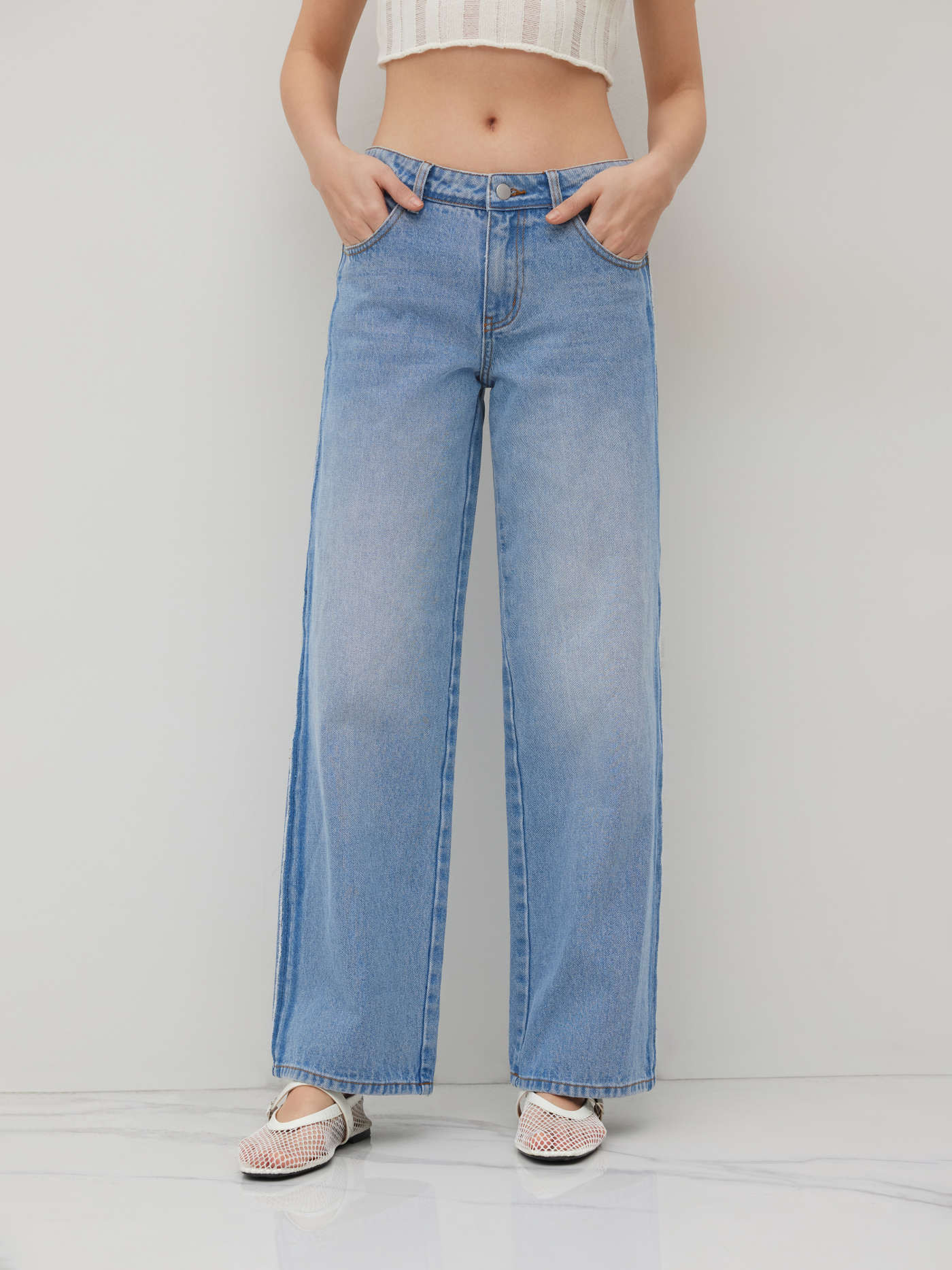 Cider Denim Low Rise Raw Trim Straight Leg Jeans | Cider