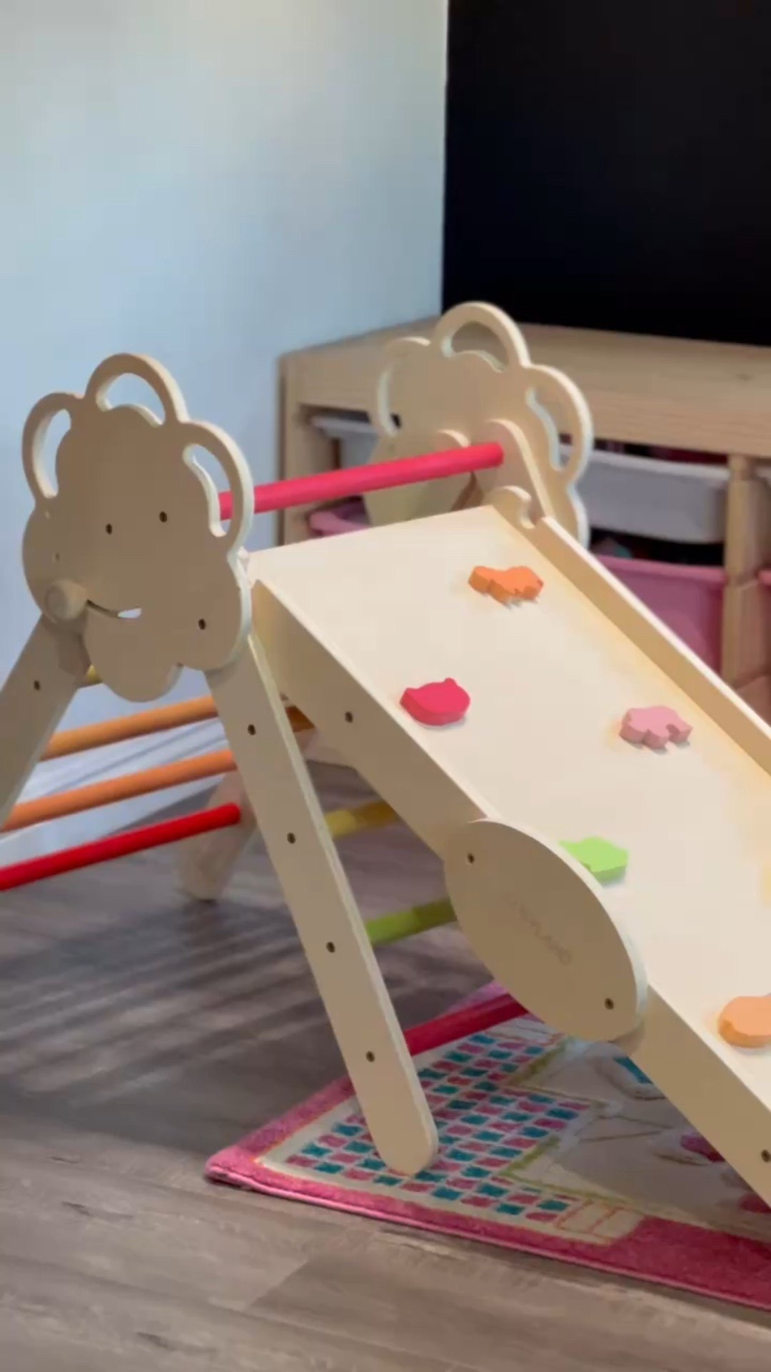 COSYLAND Pikler Triangle Set 8 in 1 - Adjustable 3-Level Montessori Climbing Toys for Toddlers 18M-6Y, Foldable Wooden Indoor Jungle Gym & Playground with Train Toy & Gift Box, Rainbow

#LTKFamily #LTKKids #LTKHome