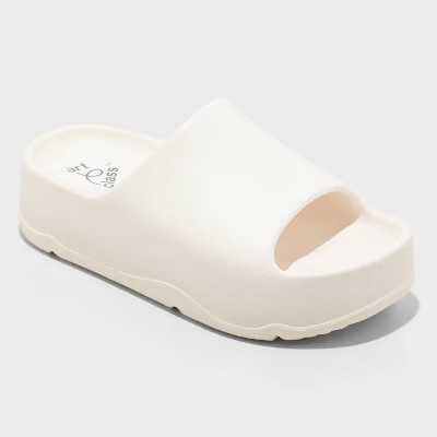 Kids' Edie Platform Slide Sandals - art class™ White 13: Contoured Footbed, Slip On, Open Toe | Target