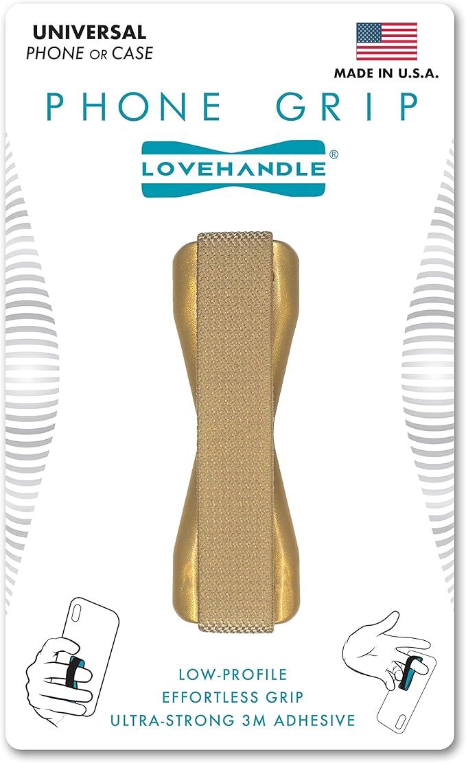 LOVEHANDLE Phone Grip for Most Smartphones and Mini Tablets, Metallic Gold Colored Elastic Strap ... | Amazon (US)