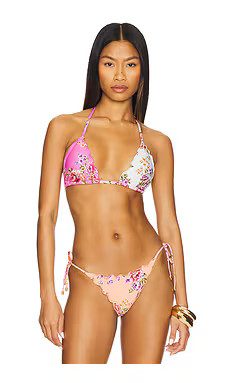 PQ Embroidered Lettuce Edge Bikini Top in Multi from Revolve.com | Revolve Clothing (Global)